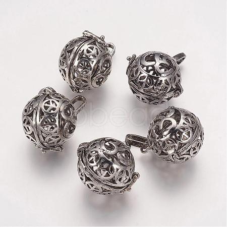 Hollow Brass Cage Pendants KK-D414-11-NR-1