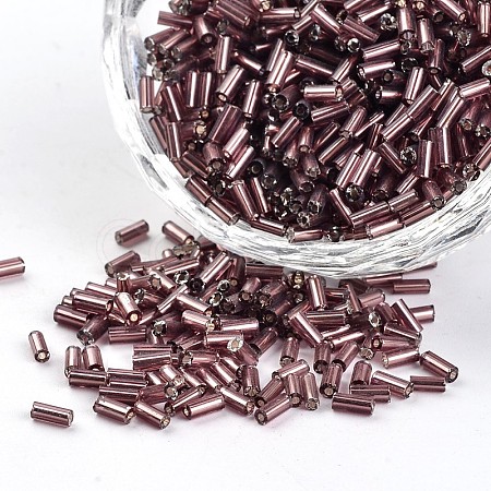 Silver Lined Round Hole Glass Bugle Beads SEED-I001-56-1