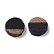 Resin & Wood Cabochons, Flat Round, Black, 10x2.5~4mm