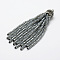 Electroplate Glass Bead Tassel Big Pendants, with Brass Rhinestone Findings, Gray, 76x10.8mm, Hole: 2.5mm