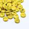 Drawbench Acrylic Beads, Spray Painted, Flat Round, Yellow, 9x3.5mm, Hole: 1mm, about 2500pcs/500g