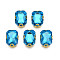 Sew on Rhinestone, Transparent Glass Rhinestones, with Iron Prong Settings, Faceted, Rectangle, Deep Sky Blue, 14.5x11.5x6mm, Hole: 1mm