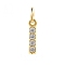 Brass Cubic Zirconia Pendants with Jump Rings, Real 18K Gold Plated, Letter I, 14.7x2.6x2.2mm, Hole: 2.8mm