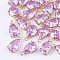 Transparent Glass Charms, with Brass Findings, Faceted, Teardrop, Light Gold, Pearl Pink, 15x8x6mm, Hole: 1.2mm