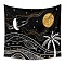 Polyester Tapestry Wall Hanging, Sun and Moon Psychedelic Wall Tapestry with Art Chakra Home Decorations for Bedroom Dorm Decor, Rectangle, Black, 1300x1500mm