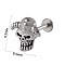 304 Stainless Steel Threadless Labret Stud, Tragus Stud, Flat Back Earring, Stainless Steel Color, Skull, 8mm, Pin: 1.2mm