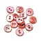 Freshwater Shell Buttons, 2-Hole, Flat Round, Tomato, 9x1~2mm, Hole: 1.5mm