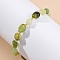 Natural Xiuyan Jade Beaded Bracelets for Women, Nuggets, with 201 Stainless Steel Findings, 7-1/2 inch(19.2cm)