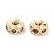 Brass Micro Pave Cubic Zirconia Beads, Flat Round, Real 18K Gold Plated, Chocolate, 6x3mm, Hole: 2mm