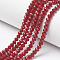 Opaque Solid Color Glass Beads Strands, Faceted, Rondelle, FireBrick, 10x8mm, Hole: 1mm, about 63~65pcs/strand, 49~50cm