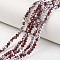 Electroplate Transparent Glass Beads Strands, Half Silver Plated, Faceted, Rondelle, Dark Red, 2.9~3.3x2mm, Hole: 0.8mm, about 144~149pcs/strand, 36~37cm