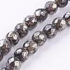 Natural Pyrite Beads Strands G-P303-02-6mm-8-1