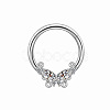 304 and 316 Surgical Stainless Steel Cubic Zirconia Butterfly Nipple Rings WGE628F-07-1