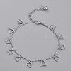 Brass Textured Triangle Charm Anklets X-AJEW-B005-23P-1