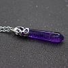 Natural Amethyst Faceted Bullet Point Pendant Necklaces FS-WG32EE9-09-1