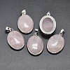 Oval Platinum Plated Brass Gemstone Pendants G-F228-15K-RS-1