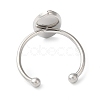 Non-Tarnish 304 Stainless Steel Open Cuff Ring Components STAS-I306-04P-3