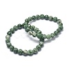 Natural Green Spot Jasper Bead Stretch Bracelets X-BJEW-K212-B-017-6