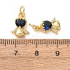 Brass Micro Pave Blue Cubic Zirconia Charms CU-E003-05G-3