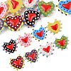 8Pcs 8 Colors Painted Glass Beads Bumpy Beads Heart LAMP-FS0001-50-3