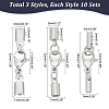 30 Sets 3 Styles 304 Stainless Steel Lobster Claw Clasps STAS-UN0047-74-3