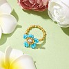 Round Seed Beads with Gemstone Beads Rings RJEW-MZ00015-4