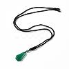 Gemstone Hexagon Pendant Necklace with Nylon Cord for Men Women NJEW-G094-A-5
