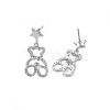 Brass Micro Pave Clear Cubic Zirconia Stud Earring Findings KK-S356-620P-NF-3