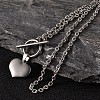 Non-Tarnish Valentine's Day Heart 304 Stainless Steel Lariat Necklaces X-NJEW-JN01484-1