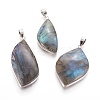 Natural Labradorite Pendants KK-P180-B-P-1