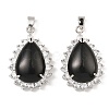 Natural Obsidian & Rhinestone Pendants G-K338-31P-10-1