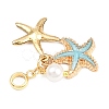 5Pcs 5 Colors Double Starfish Alloy Enamel European Dangle Charms PALLOY-JF04458-3