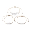 3Pcs 3 Style Natural Quartz Crystal Braided Bead Bracelets Set BJEW-JB09334-09-1