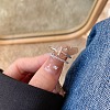 Rhodium Plated 925 Sterling Silver Cross Open Cuff Rings with Cubic Zirconia RJEW-F150-51P-5