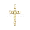 Brass Micro Pave Clear Cubic Zirconia Religion Crucifix Cross Connector Charms KK-Z100-22G-01-1
