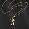 Gecko 201 Stainless Steel Pendant Necklaces & Stud Earrings Sets for Women SJEW-Q025-07G-2