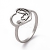 Non-Tarnish 201 Stainless Steel Heart with Word Love You Finger Ring RJEW-J051-11P-1