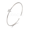 Rack Plating Brass Micro Pave Clear Cubic Zirconia Letter Open Cuff Bangles BJEW-A018-01P-T-1