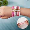 10Pcs 10 Style Handmade Polymer Clay Heishi Beaded Stretch Bracelets Set with Heart BJEW-SW00036-02-5