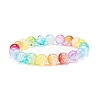 Rainbow Acrylic Round Beaded Stretch Bracelet for Women BJEW-JB07555-1