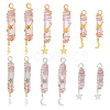 12Pcs 6 Styles Electroplated Natural Quartz Crystal Pointed Copper Wire Wrapped Bullet Pendants PALLOY-FH00161-1