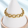 304 Stainless Steel Rectangle Link Chain Bracelets for Women BJEW-F536-18G-1