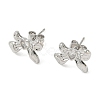 Brass Micro Pave Clear Cubic Zirconia Bowknot Stud Earrings EJEW-A145-02B-P-4