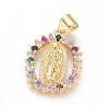 Brass Micro Pave Cubic Zirconia Pendants X-KK-I657-32G-A-4