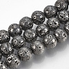 Electroplated Natural Lava Rock Beads Strands G-T061-55D-10mm-1