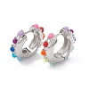 Colorful Resin Beaded Hoop Earrings EJEW-P215-04P-1