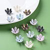 6-Petal Spray Painted Acrylic Bead Caps MACR-S373-47J-6