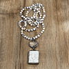 Rectangle & Flat Round Bohemian Style Natural Howlite with Glass Pendant Necklaces FS-WGEA5B3-05-1