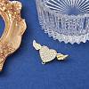 Brass Micro Pave Clear Cubic Zirconia Brooch Findings JEWB-YW0001-02G-5