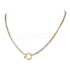 Two Tone 4MM 304 Stainless Steel Cuban Link Chain Necklaces with Spring Ring Clasps NJEW-JN05707-2
